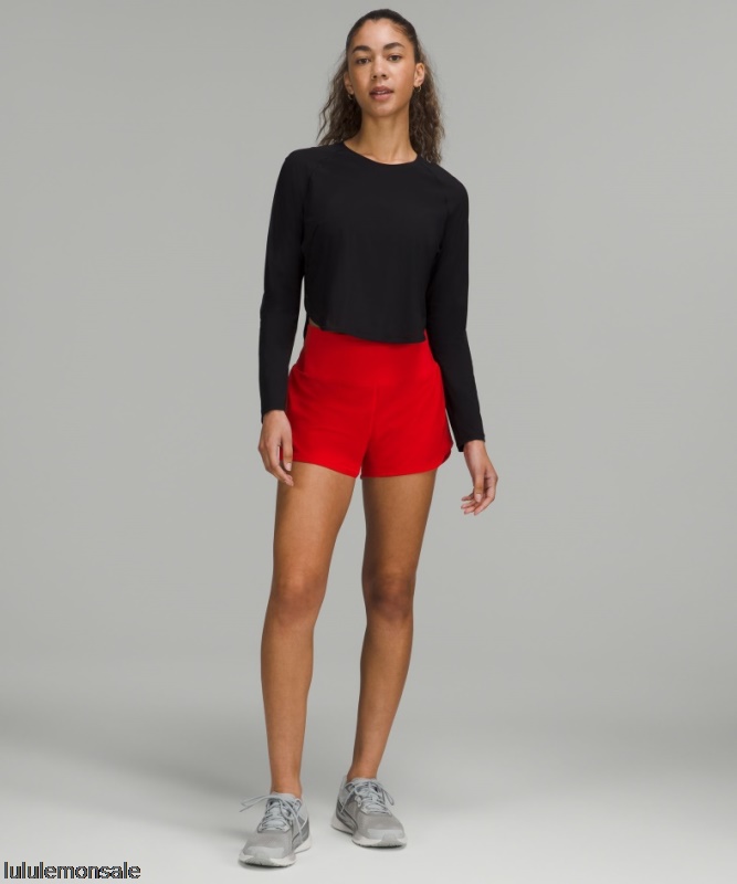 Lululemon Damen DELULU375 | Beschleunigen Hochhaus Gefüttert Kurz 4 Dunkelrot